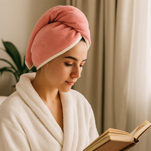 Soft Microfiber Hair Drying Towel Cap with Button Loop (1 Pc)